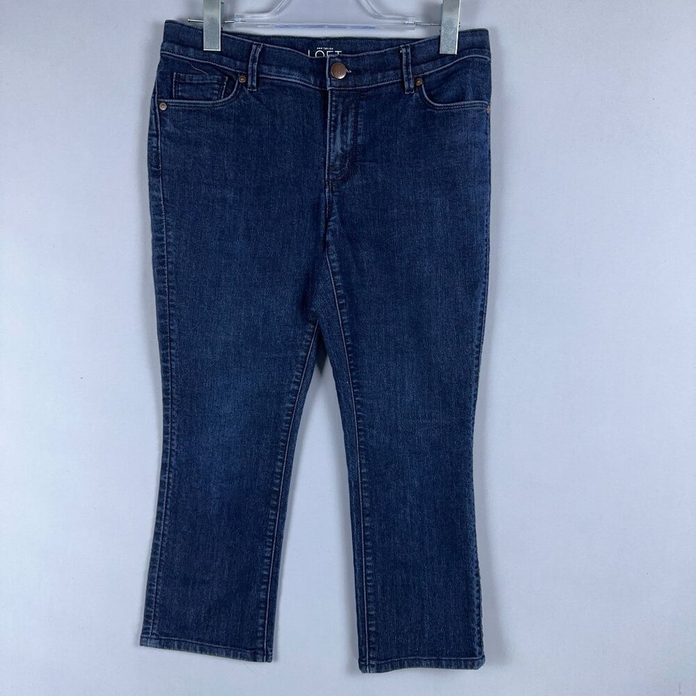 Loft Kick Crop Jeans Womens Size 29/8 Petite Low Rise Medium Wash Blue